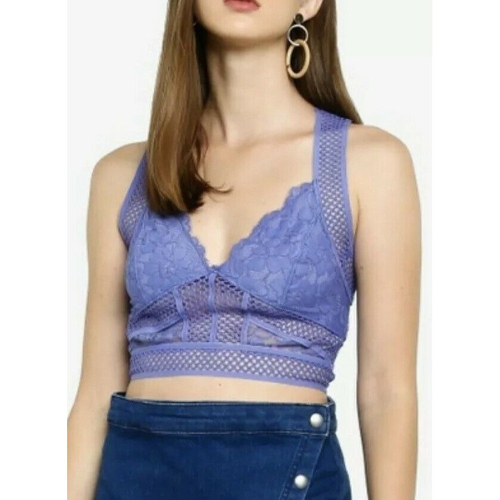 Free People Womens OB1031334 Bralette Skinny Blue Egret Purple‎ Size Medium M